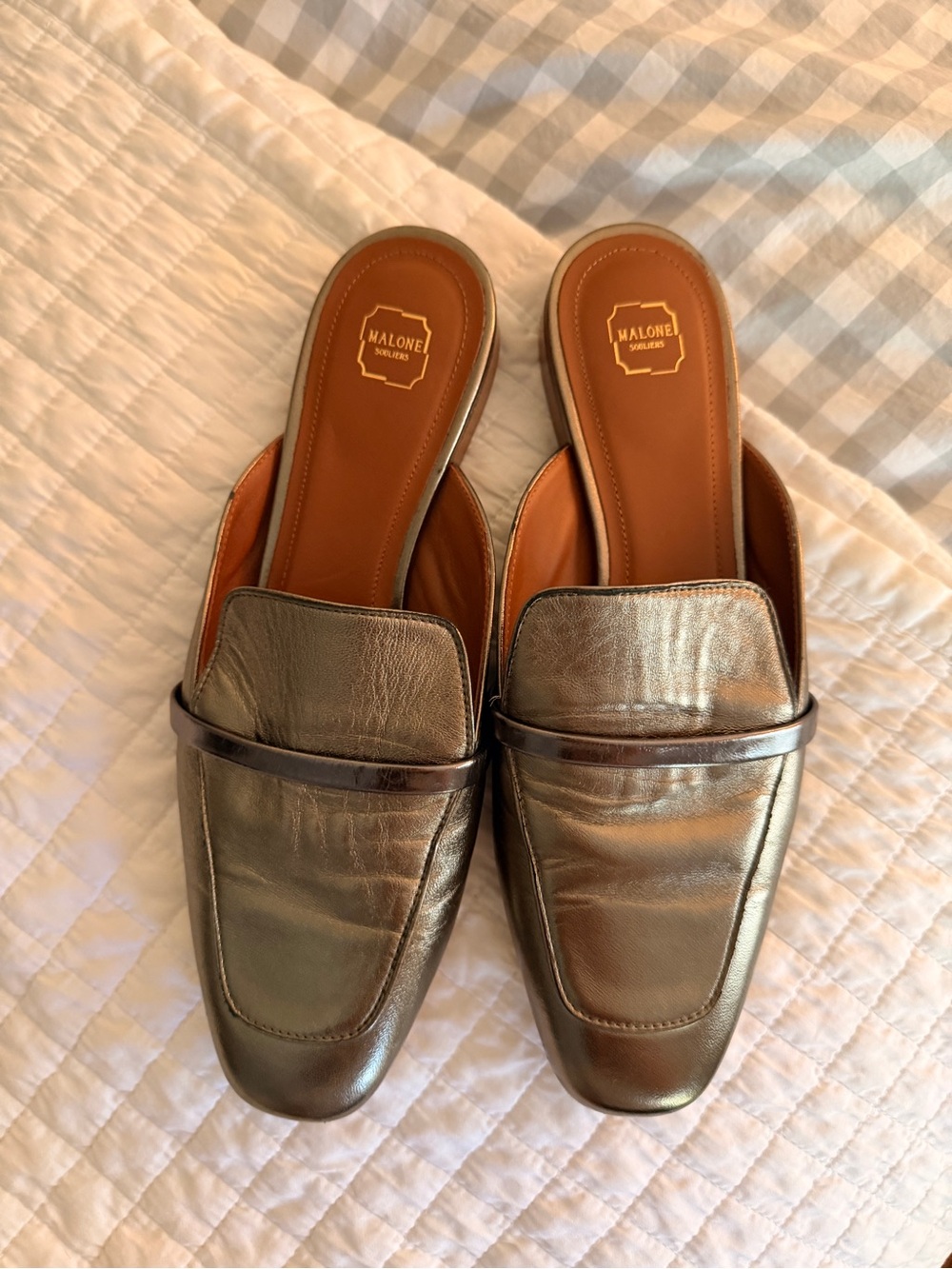 Malone Leather Slides - Pewter